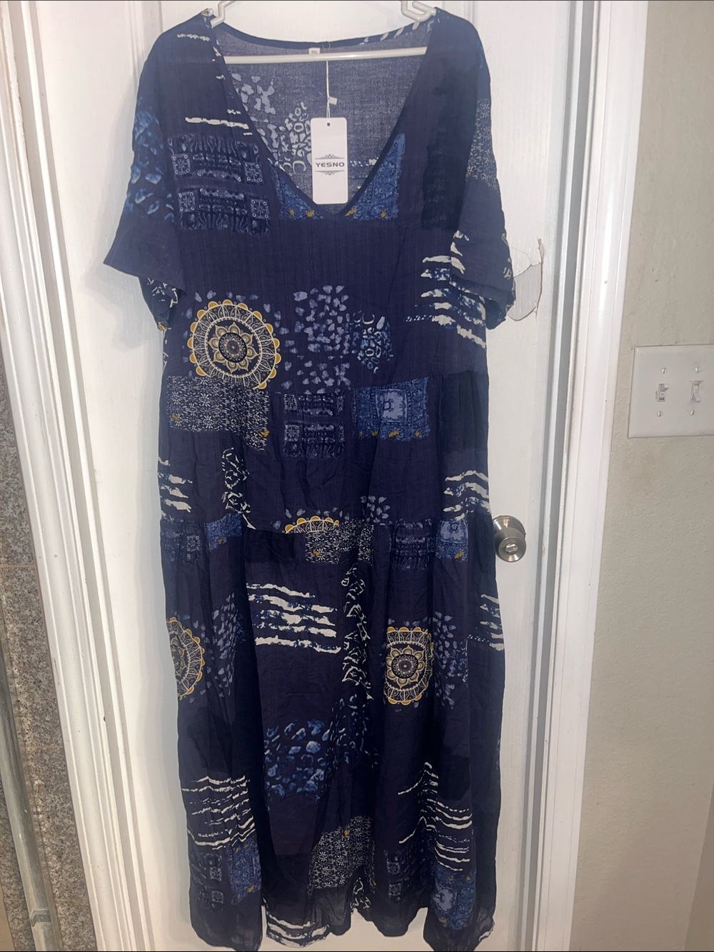 NWT YesNo Navy Blue Printed Maxi Dress, size 3X